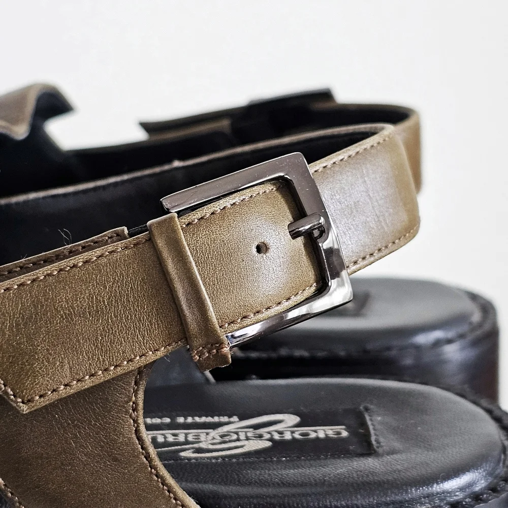 Vintage Chunky Giorgio Brutini Leather Slingback Shoes | Square Toe